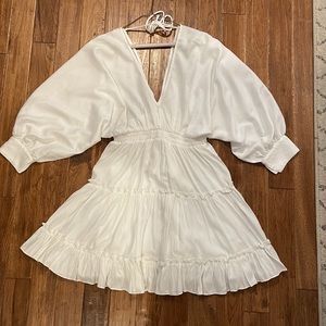 GLAM white sundress dress with 3/4 sleeves